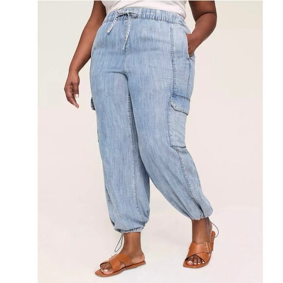 Lane Bryant the parachute chambray jogger pant size 18 - Picture 1 of 6